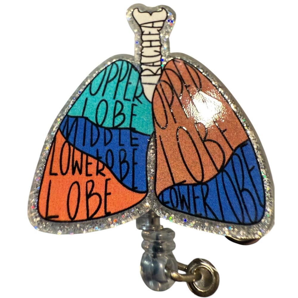 Anatomical Lung Retractable ID Badge Reel, Respiratory, Pulmonologist, Thoracic